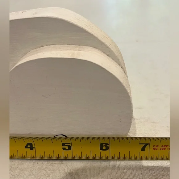 Vintage rustic handmade wooden White sitting Cat Decor. GUC! - Picture 6 of 7